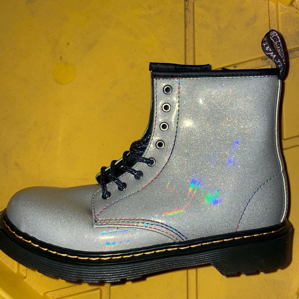 Dr Martens metallic gray boots